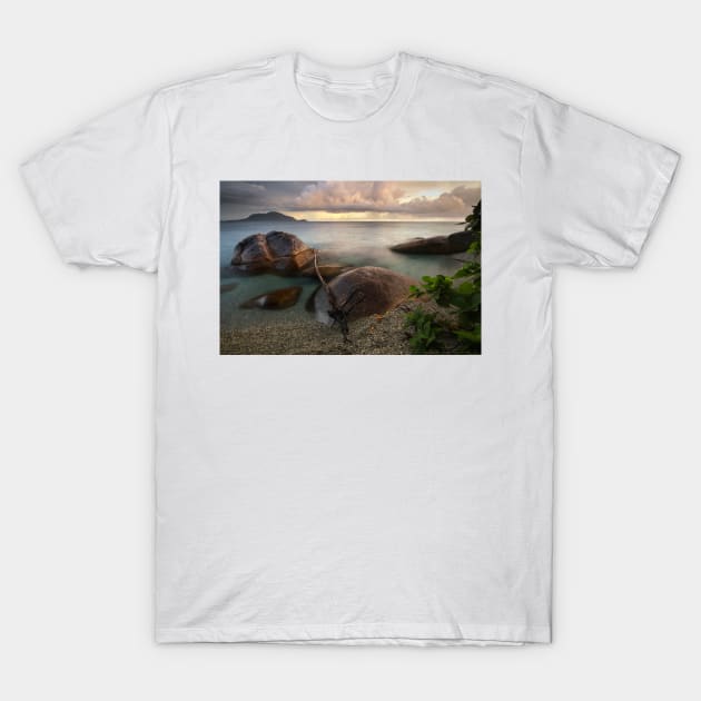 Sunrise on the beach on Fitzroy Island in Far North Queensland T-Shirt by Geoff79